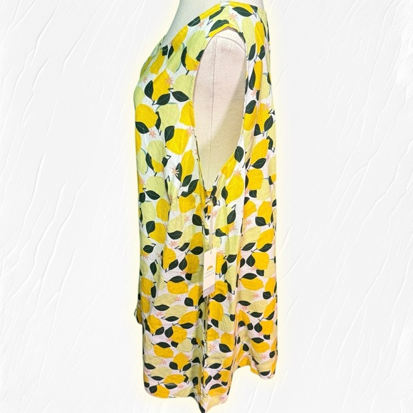 NWT C&C California 100% Linen Summer Lemon & Leaf Printed Shift Dress Size 2X - Picture 6 of 15